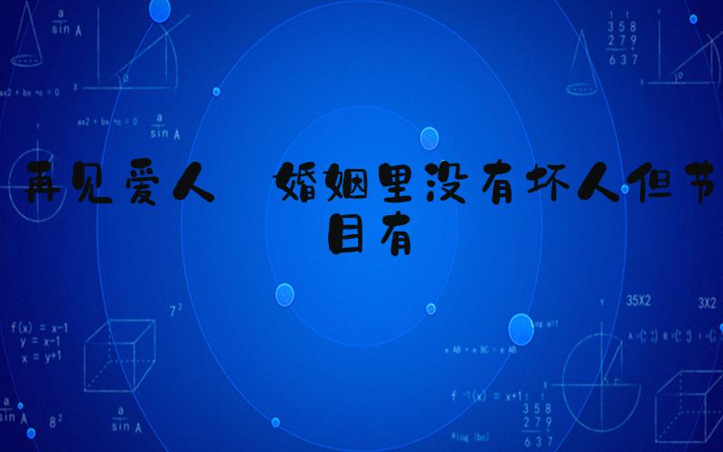 再见爱人 婚姻里没有坏人但节目有